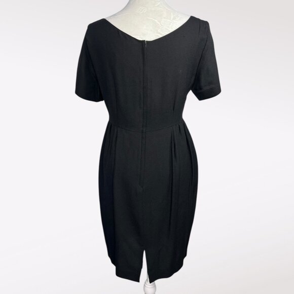 Vintage Italian Black Sheath Dress Short Sleeve Knee Length Size Small - Picture 5 of 10